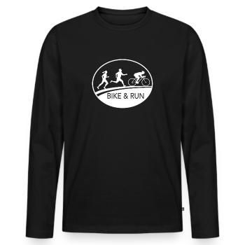 Love Bike and Run Workout white Design - Männer Premium Bio Langarmshirt - Schwarz - Vorne - Nico (187cm)