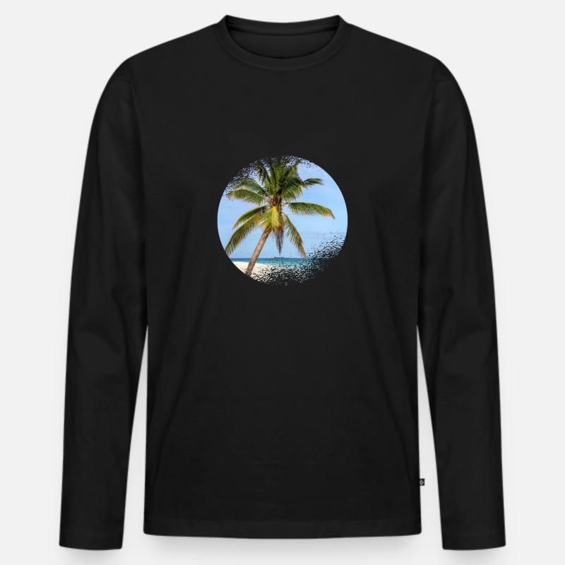 Malediven Palme - Männer Premium Bio Langarmshirt - Schwarz