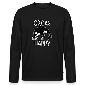 Orcas machen mich glücklich. Orca Killerwal - Männer Premium Bio Langarmshirt - Schwarz - Vorne - Nico (187cm)
