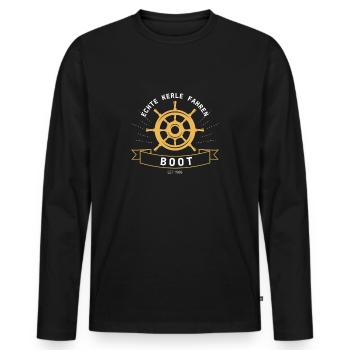 Echte Kerle fahren Boot Design - Männer Premium Bio Langarmshirt - Schwarz - Vorne - Nico (187cm)
