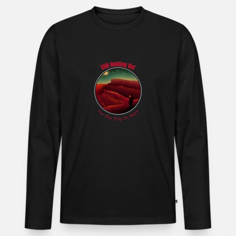 Reise zum Mars - Männer Premium Bio Langarmshirt - Schwarz