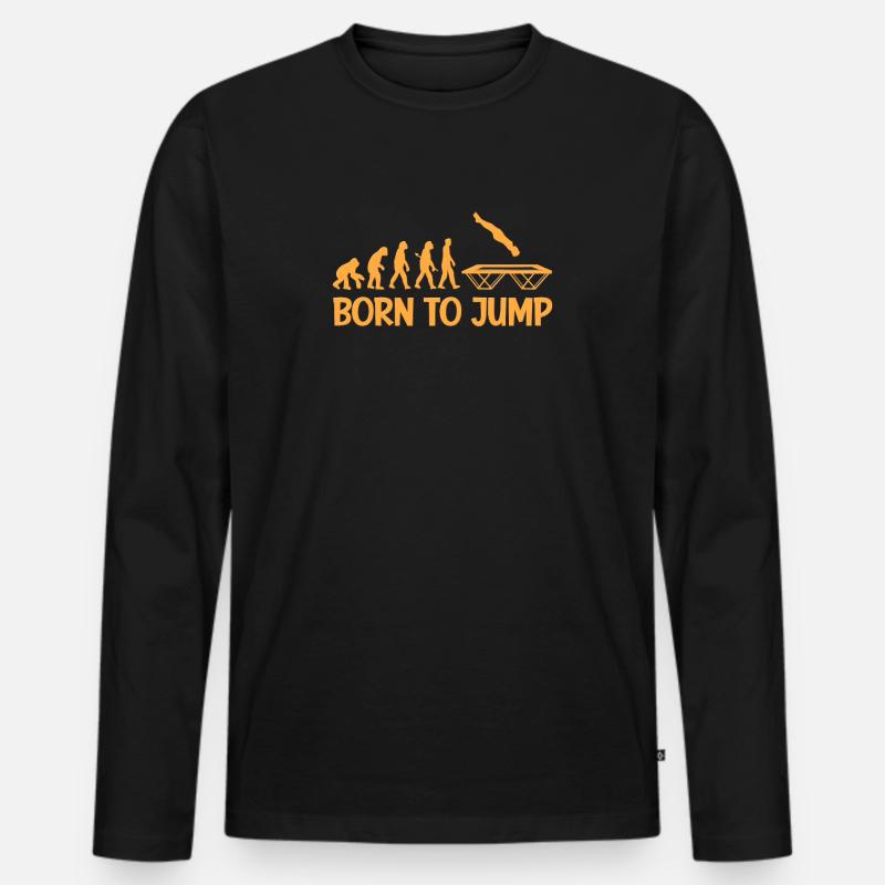 Trampolin Springen Spruch Evolution - Männer Premium Bio Langarmshirt - Schwarz