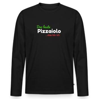 Der Beste Pizzaiolo...das bin ich Grafik pizza - Männer Premium Bio Langarmshirt - Schwarz - Vorne - Nico (187cm)