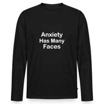 Anxiety Has Many Faces - Men's Premium Organic Long Sleeve Shirt - black - Front - Nico (187cm)