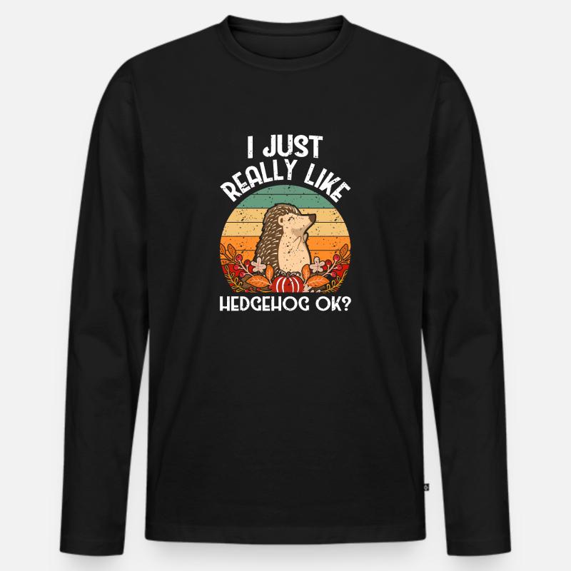 Igel Herbst - Männer Premium Bio Langarmshirt - Schwarz