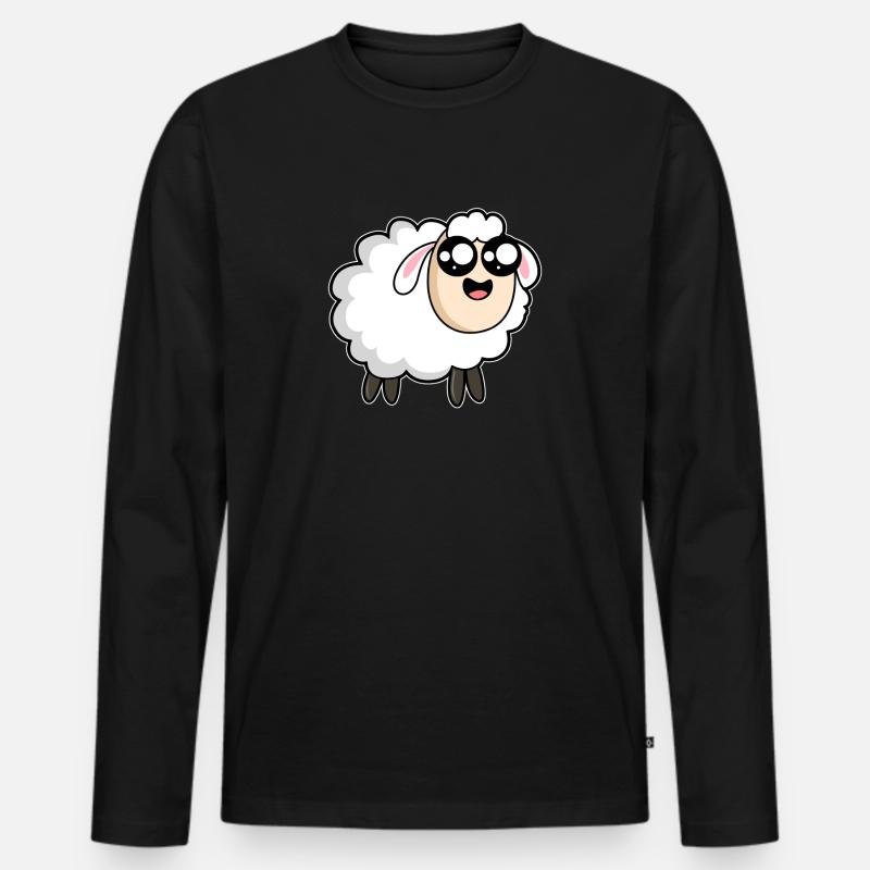 Schaf Comic Cartoon - Männer Premium Bio Langarmshirt - Schwarz