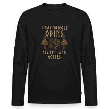 Lieber ein Wolf Odins als ein Lamm Gottes - Männer Premium Bio Langarmshirt - Schwarz - Vorne - Nico (187cm)