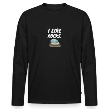 J'aime les pierres pour tous les collectionneurs de pierres géologues - T-shirt manches longues Premium bio Homme - noir - Devant - Nico (187cm)