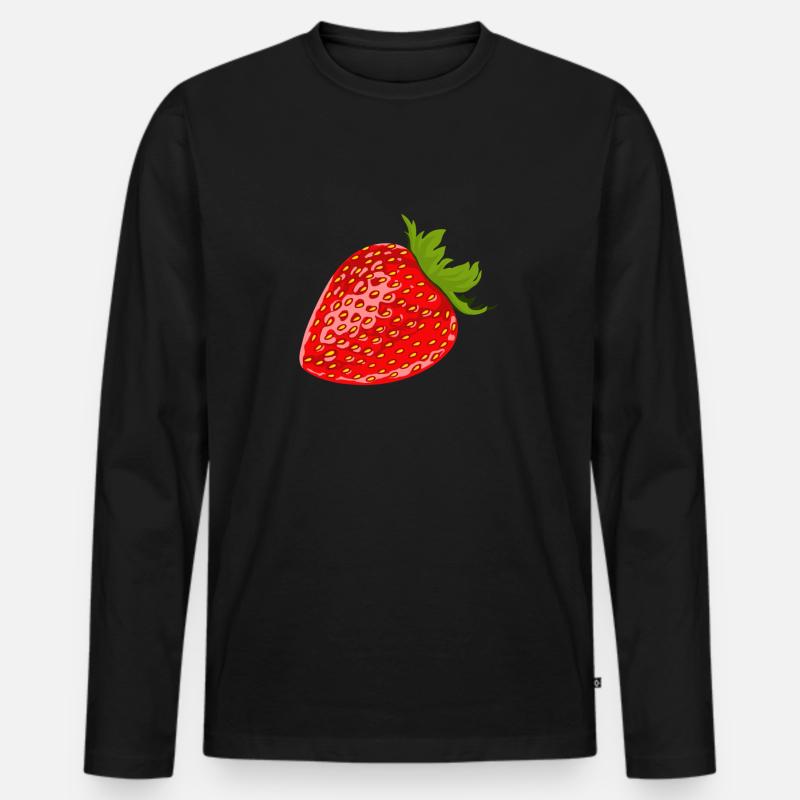 Erdbeer-Geschenk-Design, Obst-Design, Art-Design - Männer Premium Bio Langarmshirt - Schwarz