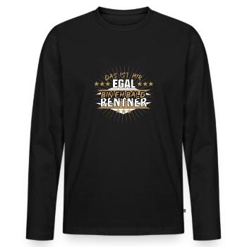 Das ist mir egal ich bin eh bald Rentner - Männer Premium Bio Langarmshirt - Schwarz - Vorne - Nico (187cm)