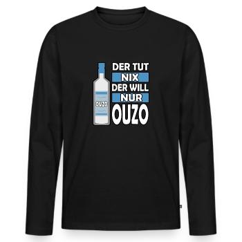 Der tut nix der will nur Ouzo Grieche Griechenland - Männer Premium Bio Langarmshirt - Schwarz - Vorne - Nico (187cm)