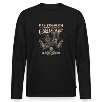 Schädel der Feinde - Männer Premium Bio Langarmshirt - Schwarz - Vorne - Nico (187cm)
