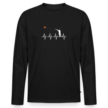 Clay Pigeon Shooting HeartLine Throwing Disc Shooting - Men's Premium Organic Long Sleeve Shirt - black - Front - Nico (187cm)