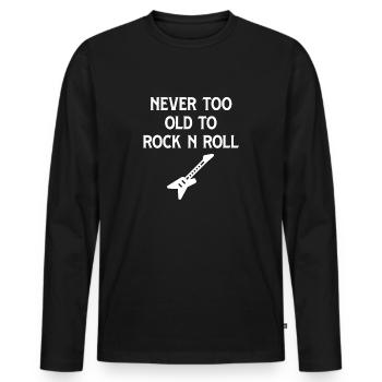 Jamais trop vieux pour faire du rock and roll - T-shirt manches longues Premium bio Homme - noir - Devant - Nico (187cm)