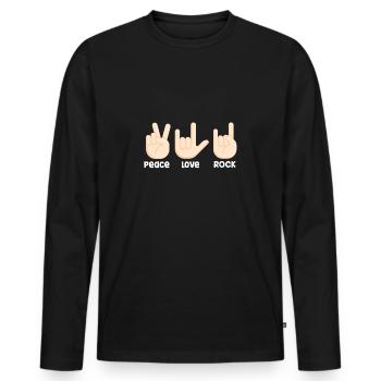 Peace love rock and roll - Men's Premium Organic Long Sleeve Shirt - black - Front - Nico (187cm)