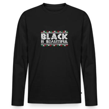 Black is Beautiful BLM - T-shirt manches longues Premium bio Homme - noir - Devant - Nico (187cm)