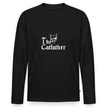 The Catfather Cat Dad Cats Father Motif cadeau - T-shirt manches longues Premium bio Homme - noir - Devant - Nico (187cm)