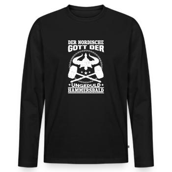 Der Nordische Gott der Ungeduld Hammersbald Humor - Männer Premium Bio Langarmshirt - Schwarz - Vorne - Nico (187cm)