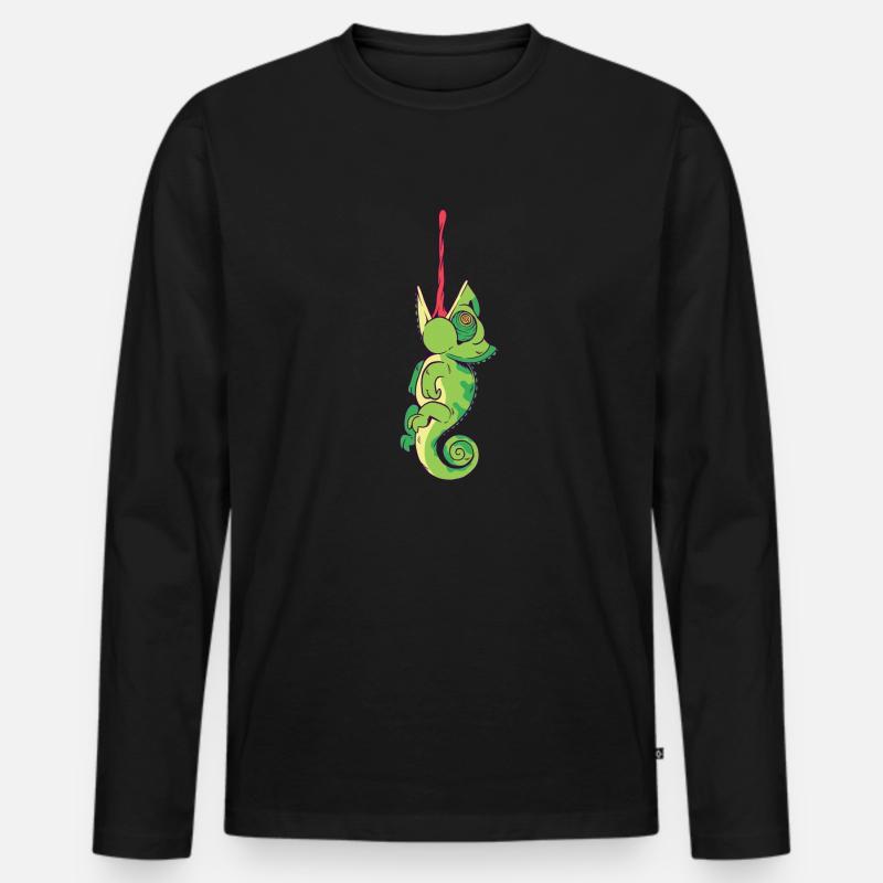 Chamäleon - Männer Premium Bio Langarmshirt - Schwarz