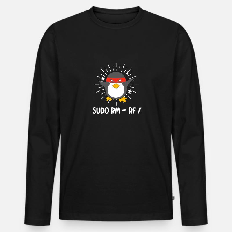 Tux Linux Pinguin Sudo Rm Rf Computerfreak Hacker Männer Premium Bio Langarmshirt