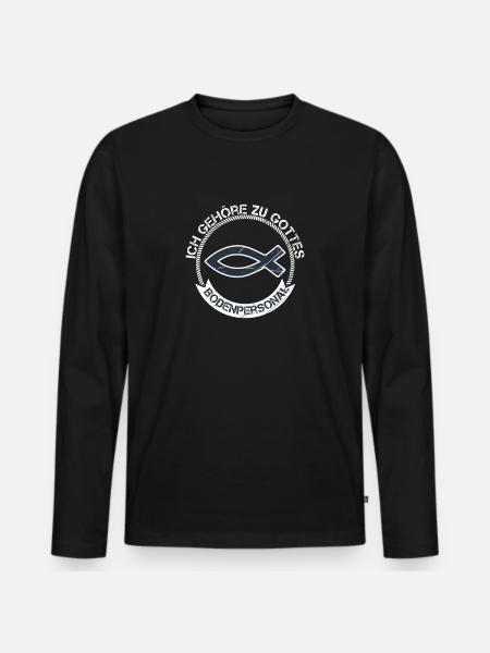 Gottes Bodenpersonal Pfarrer Geschenke Kirche - Männer Premium Bio Langarmshirt - Schwarz