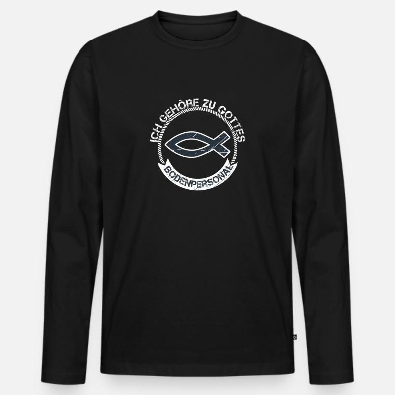 Gottes Bodenpersonal Pfarrer Geschenke Kirche - Männer Premium Bio Langarmshirt - Schwarz