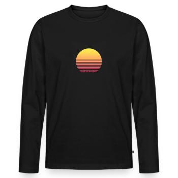 Regarder les couchers de soleil lofi vaporwave soleil vacances plage - T-shirt manches longues Premium bio Homme - noir - Devant - Nico (187cm)
