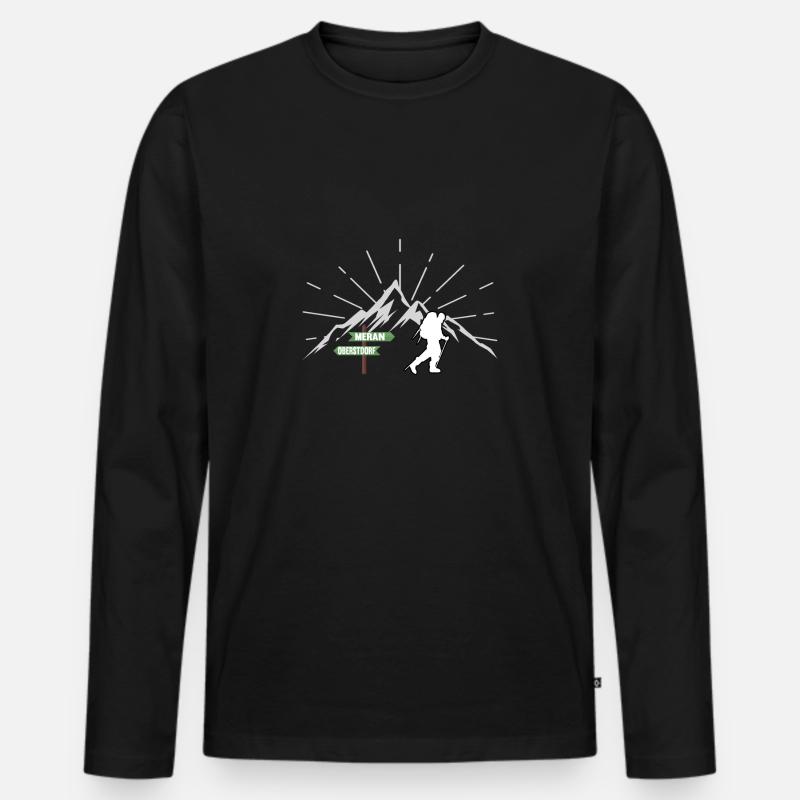Fernwanderweg E5 Oberstdorf Meran Alpenüberquerung - Männer Premium Bio Langarmshirt - Schwarz