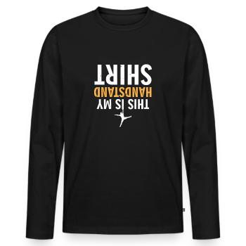 Handstand| Upside Down| Cool| Balance| Reverse - Männer Premium Bio Langarmshirt - Schwarz - Vorne - Nico (187cm)