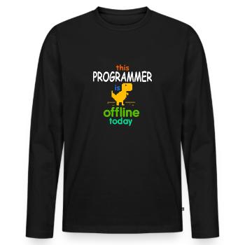 Programmierer ist offline - Männer Premium Bio Langarmshirt - Schwarz - Vorne - Nico (187cm)