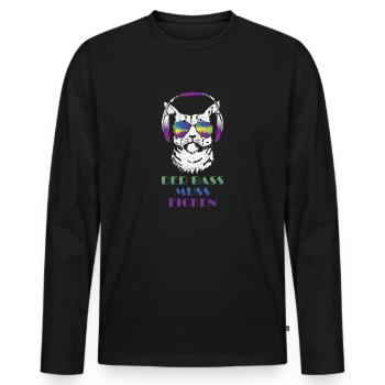 Coole Musik Katze Techno Cat Geschenk - Männer Premium Bio Langarmshirt - Schwarz - Vorne - Nico (187cm)