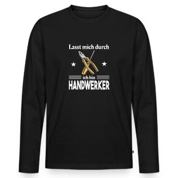 Lasst mich durch ich bin Handwerker Meister Azubi - Männer Premium Bio Langarmshirt - Schwarz - Vorne - Nico (187cm)