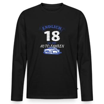 Finally 18 I am allowed to drive a car - present for my 18th birthday - Men's Premium Organic Long Sleeve Shirt - black - Front - Nico (187cm)