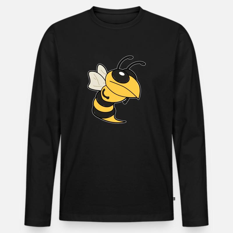Comic Hornisse - Männer Premium Bio Langarmshirt - Schwarz