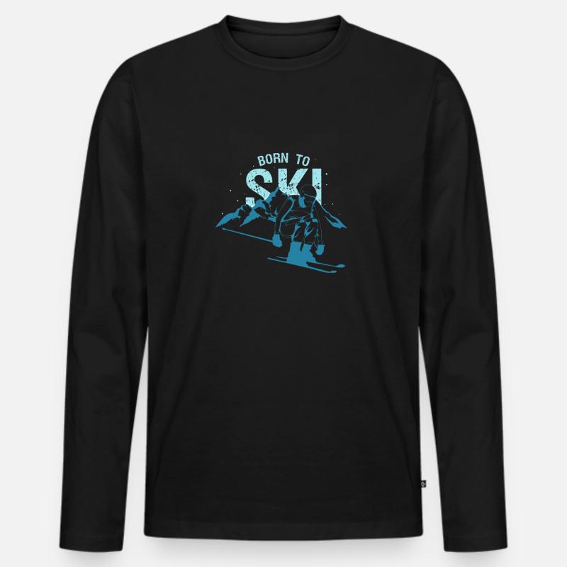 Born to Ski - Männer Premium Bio Langarmshirt - Schwarz