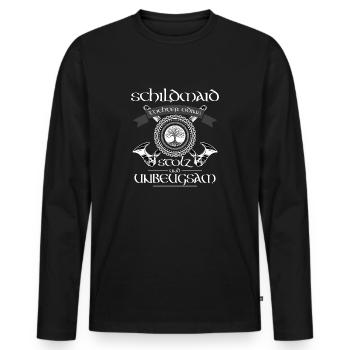 Schildmaid - Männer Premium Bio Langarmshirt - Schwarz - Vorne - Nico (187cm)