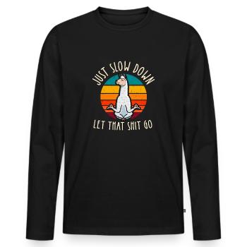 Sloth Yoga Just Slow Down Let that Shit Go lama - T-shirt manches longues Premium bio Homme - noir - Devant - Nico (187cm)