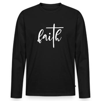 Faith Religious - Men's Premium Organic Long Sleeve Shirt - black - Front - Nico (187cm)