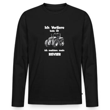 ich verliere kein öl ich makiere mein Revier - Männer Premium Bio Langarmshirt - Schwarz - Vorne - Nico (187cm)