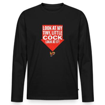 Humour adulte drôle regarde ma petite bite - T-shirt manches longues Premium bio Homme - noir - Devant - Nico (187cm)