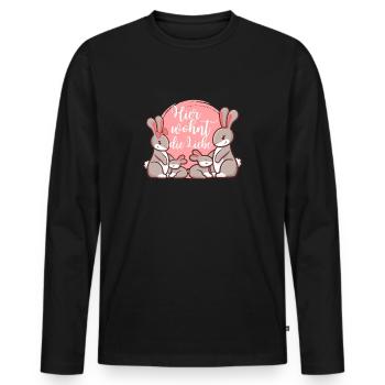 Hier Wohnt Die Liebe Hasenfamilie Familienspruch - Männer Premium Bio Langarmshirt - Schwarz - Vorne - Nico (187cm)