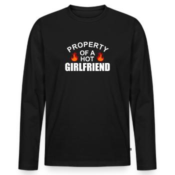 Propriété d'une copine chaude - T-shirt manches longues Premium bio Homme - noir - Devant - Nico (187cm)