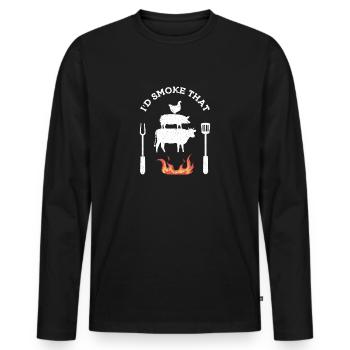 Funny BBQ smoking gift, grilling and barbeque - Men's Premium Organic Long Sleeve Shirt - black - Front - Nico (187cm)