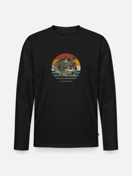 Degu degoes knaagdier jaren 80 retro vintage - Mannen Premium Bio shirt met lange mouwen - zwart