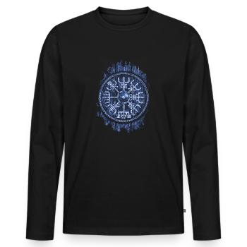 Wikinger Vegvisir Nordische Mythologie Kampf - Männer Premium Bio Langarmshirt - Schwarz - Vorne - Nico (187cm)