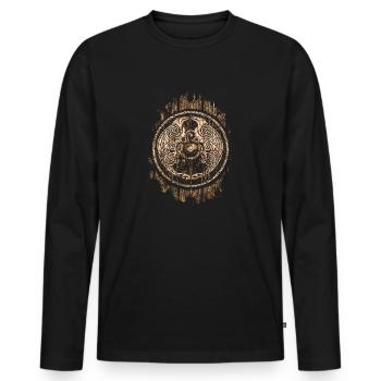 Viking ravens norse mythology battle warriors - Men's Premium Organic Long Sleeve Shirt - black - Front - Nico (187cm)