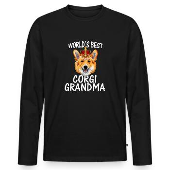 World s Best Corgi Grandma Dog Granddog T Shirt - Männer Premium Bio Langarmshirt - Schwarz - Vorne - Nico (187cm)