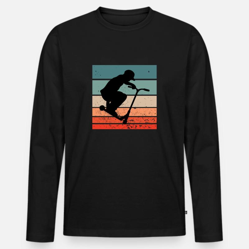 Scooter Roller Skater Tricks - Männer Premium Bio Langarmshirt - Schwarz