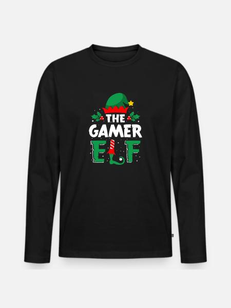 Christmas Elf Shirt Gamers - Men's Premium Organic Long Sleeve Shirt - black