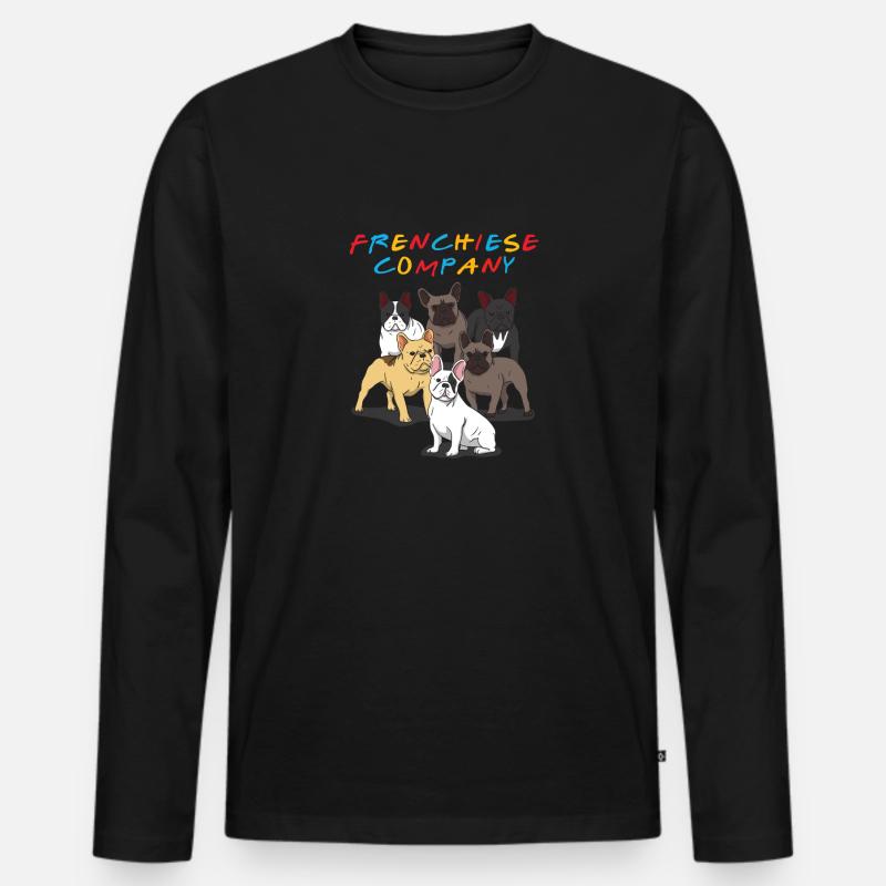 Frenchie - Männer Premium Bio Langarmshirt - Schwarz